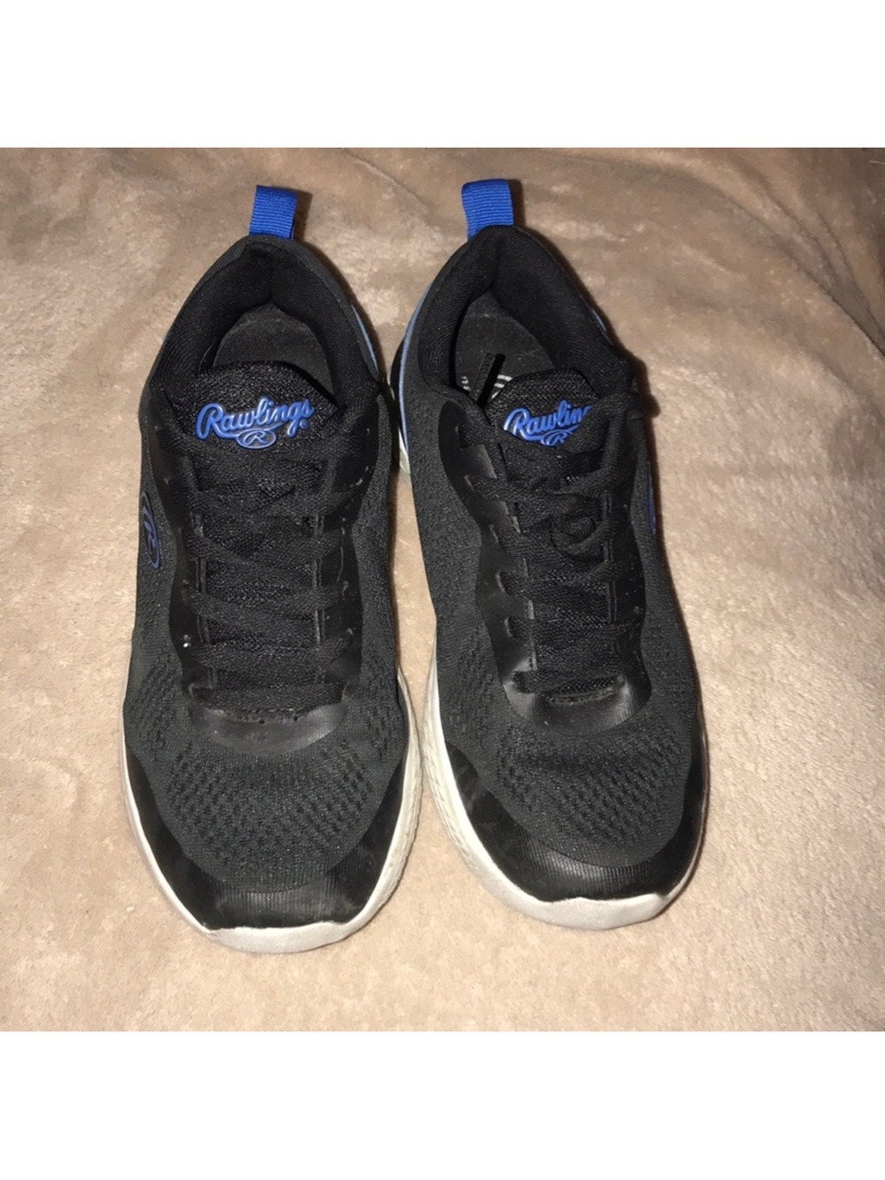 Rawlings Men's Black and Blue Athletic Sneakers memory foam jigsaw size 7.5